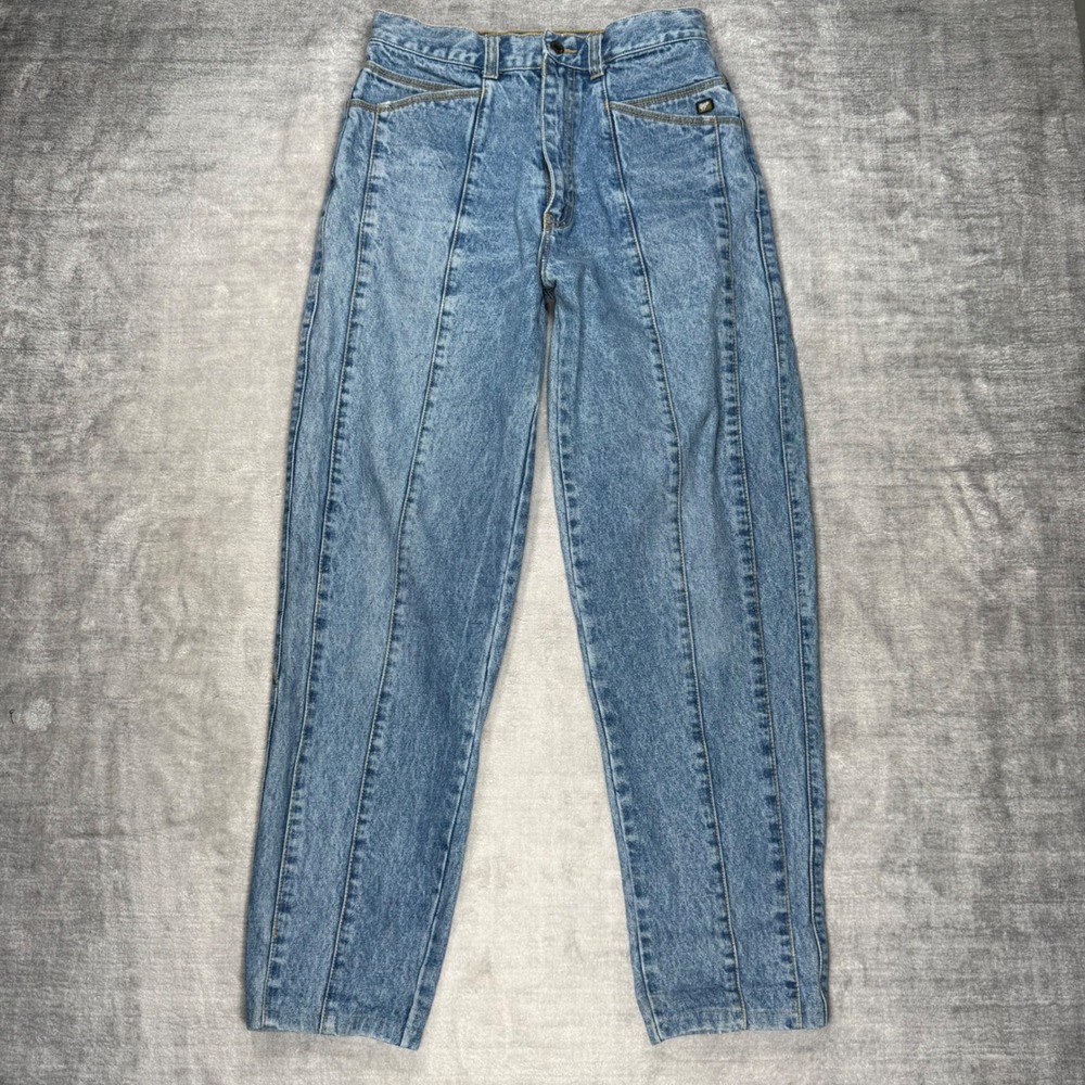 Bossini Jeans Mens 32 Blue Denim Vintage 80s Front Seam High Rise Relaxed Taper